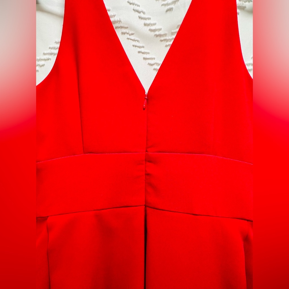 Harlyn Red Midi Dress with Plunge V Neck Size Small - Picture 5 of 6
